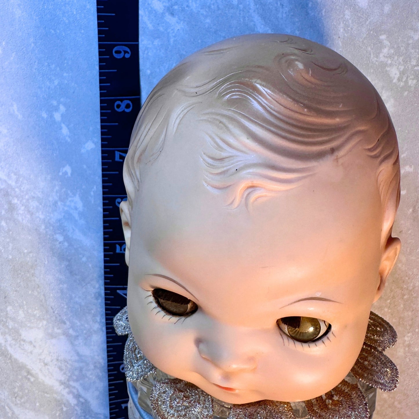 Vintage Doll Head Glass Keepsake Jar - Gothic Kitsch Creepy Cute Oddities Decor