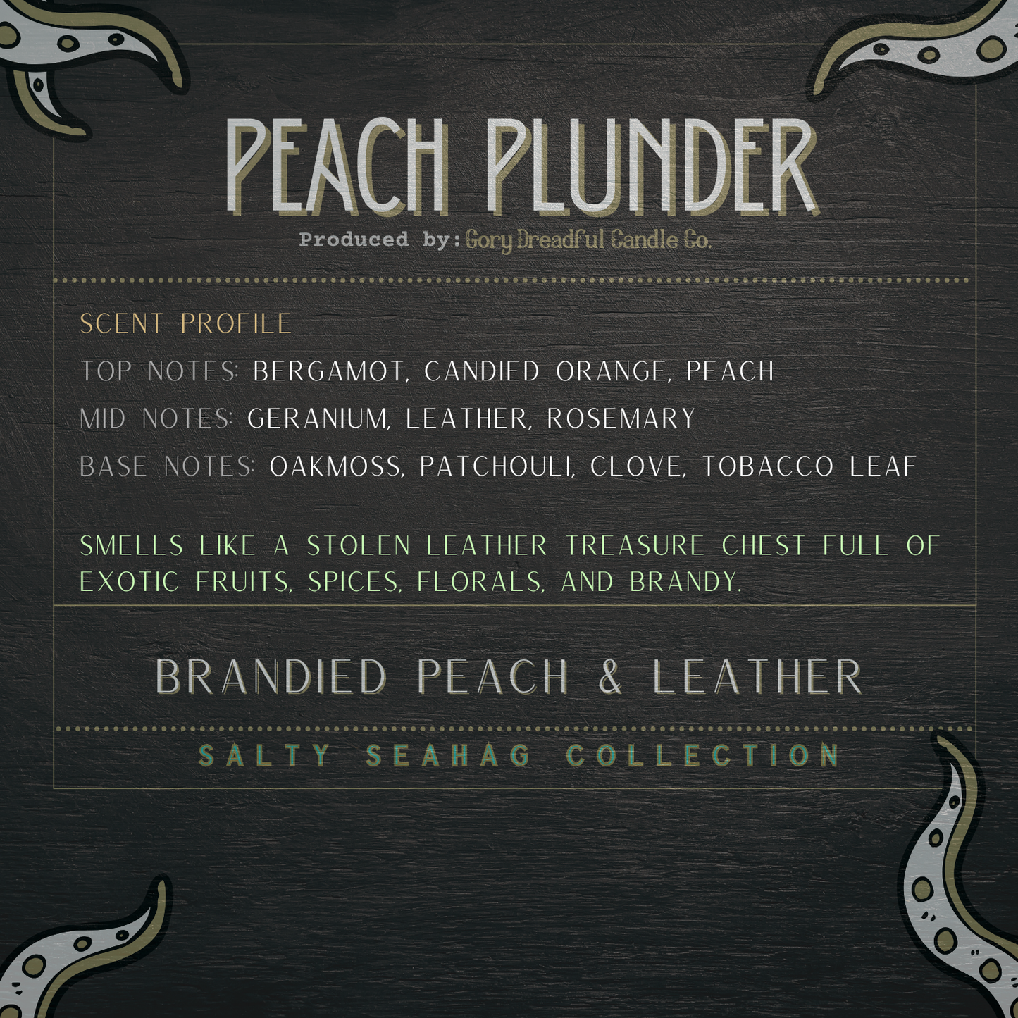 Peach Plunder Wax Melt Druzy - Brandied Peach & Leather Scent