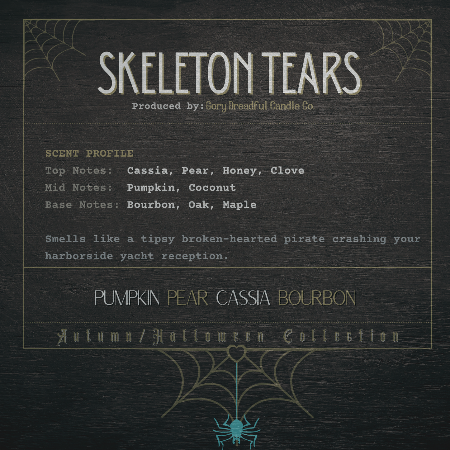 Skeleton Tears Sizzling Room Salt Crystal Potpourri: Pumpkin Pear Cassia Bourbon Scent - Mini
