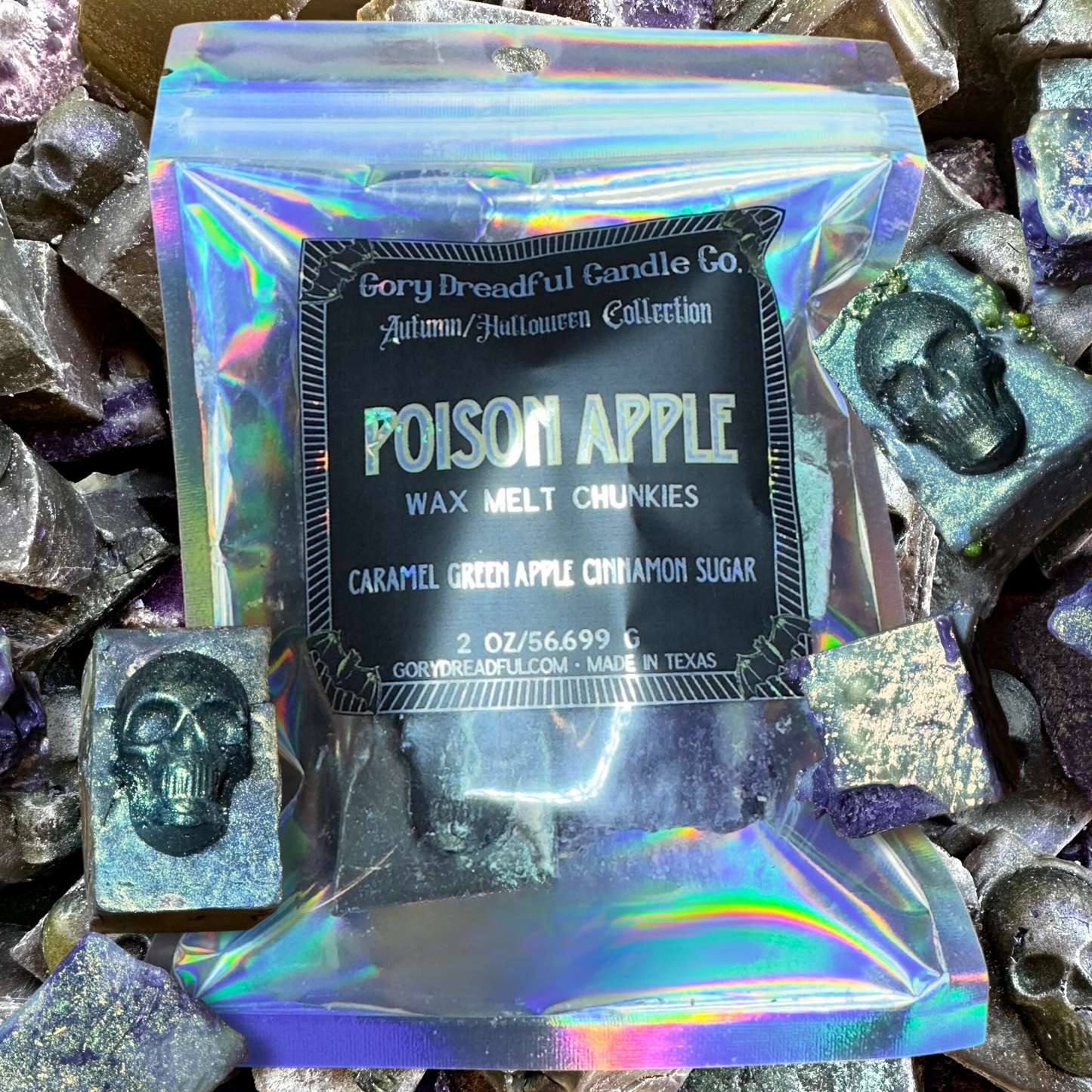 Poison Apple Wax Melt Chunkies: Caramel Green Apple Cinnamon Sugar Scent
