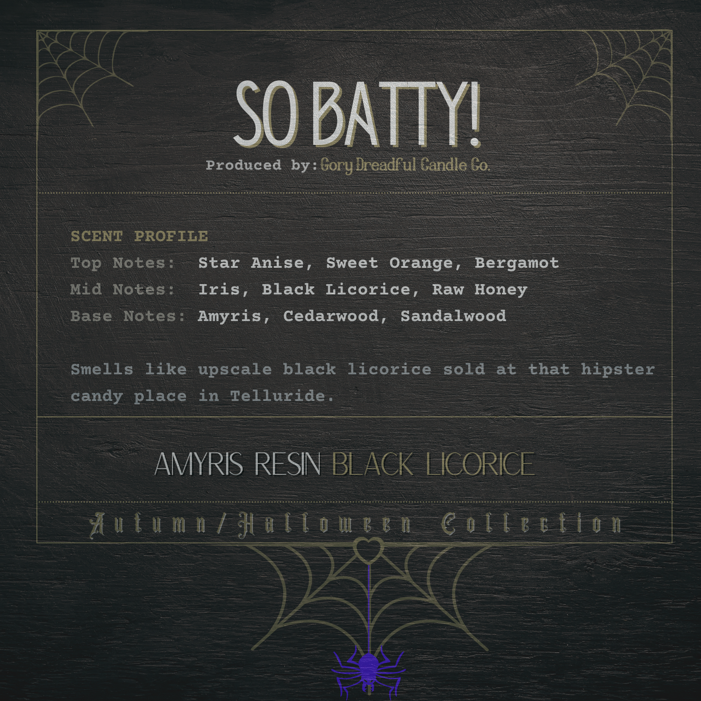 So Batty! Sizzling Room Salt Crystal Potpourri: Amyris Resin Black Licorice Scent