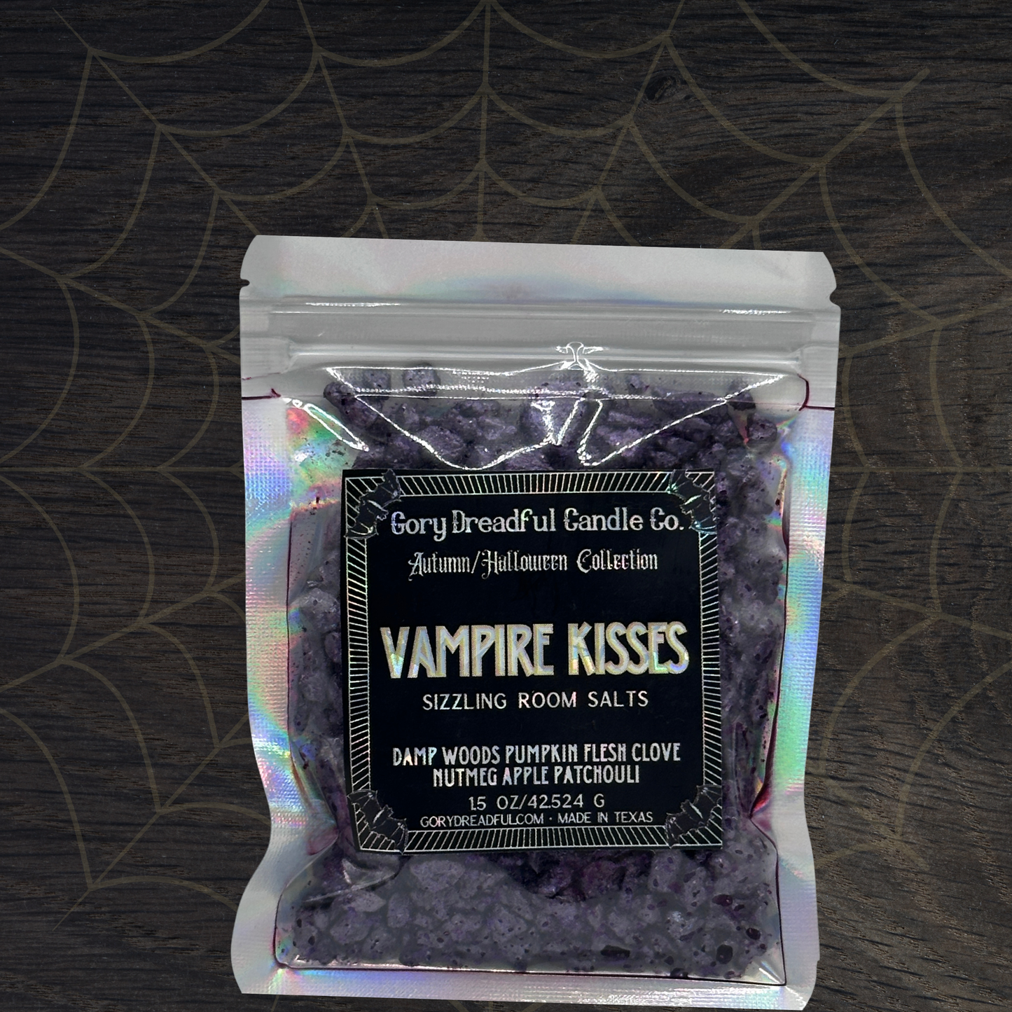 Vampire Kisses Sizzling Room Salt Crystal Potpourri: Damp Woods Pumpkin Flesh Clove Nutmeg Apple Patchouli Scent -Mini