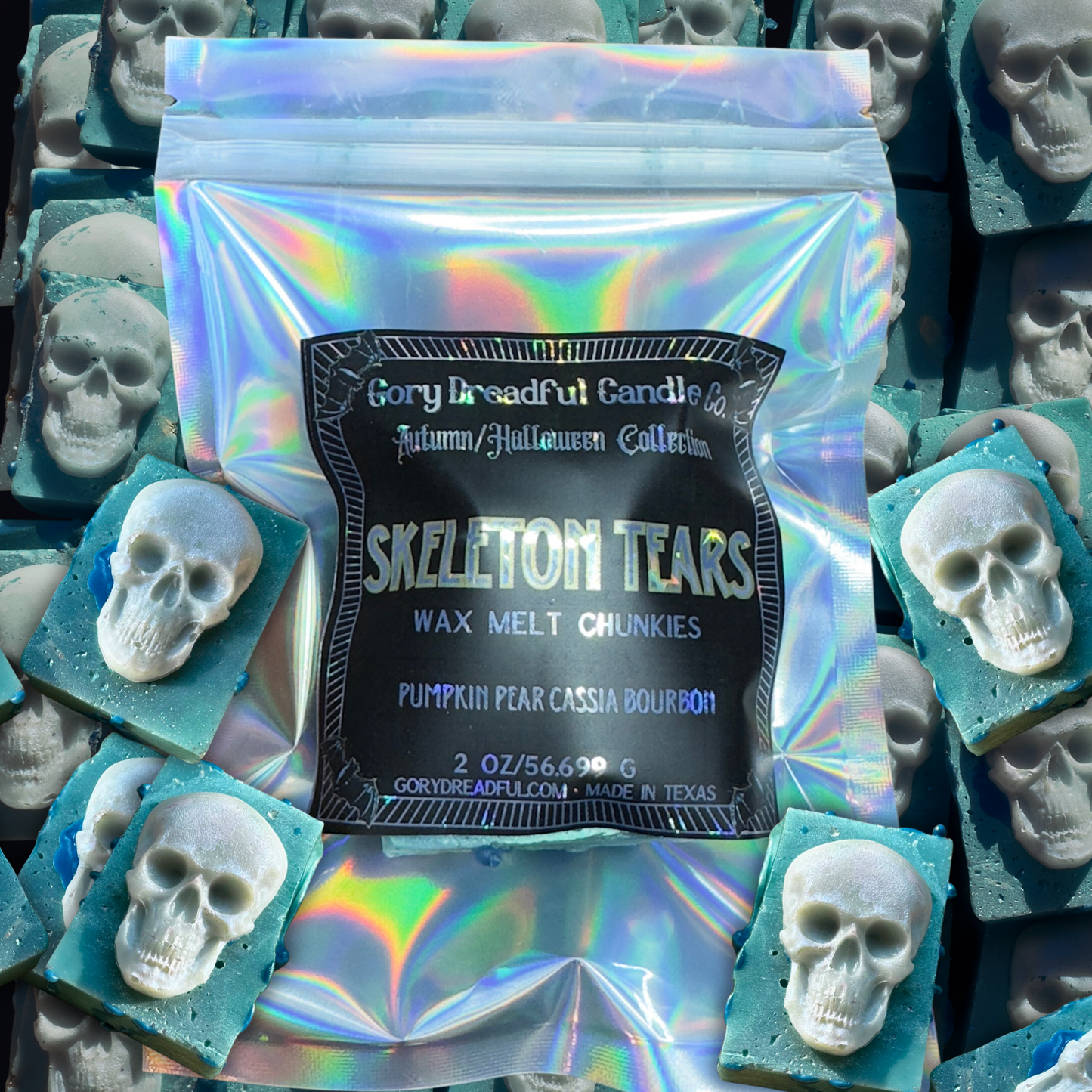 Skeleton Tears Wax Melt Chunkies: Pumpkin Pear Cassia Bourbon Scent