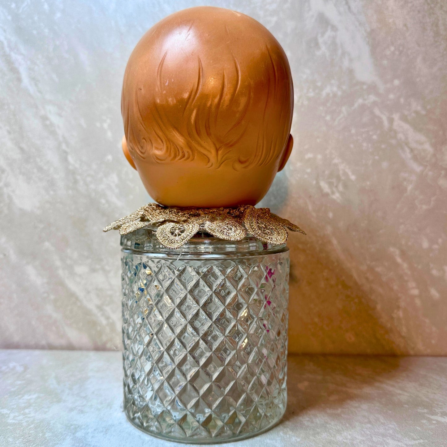 Vintage Doll Head Glass Keepsake Jar - Gothic Kitsch Creepy Cute Oddities Decor