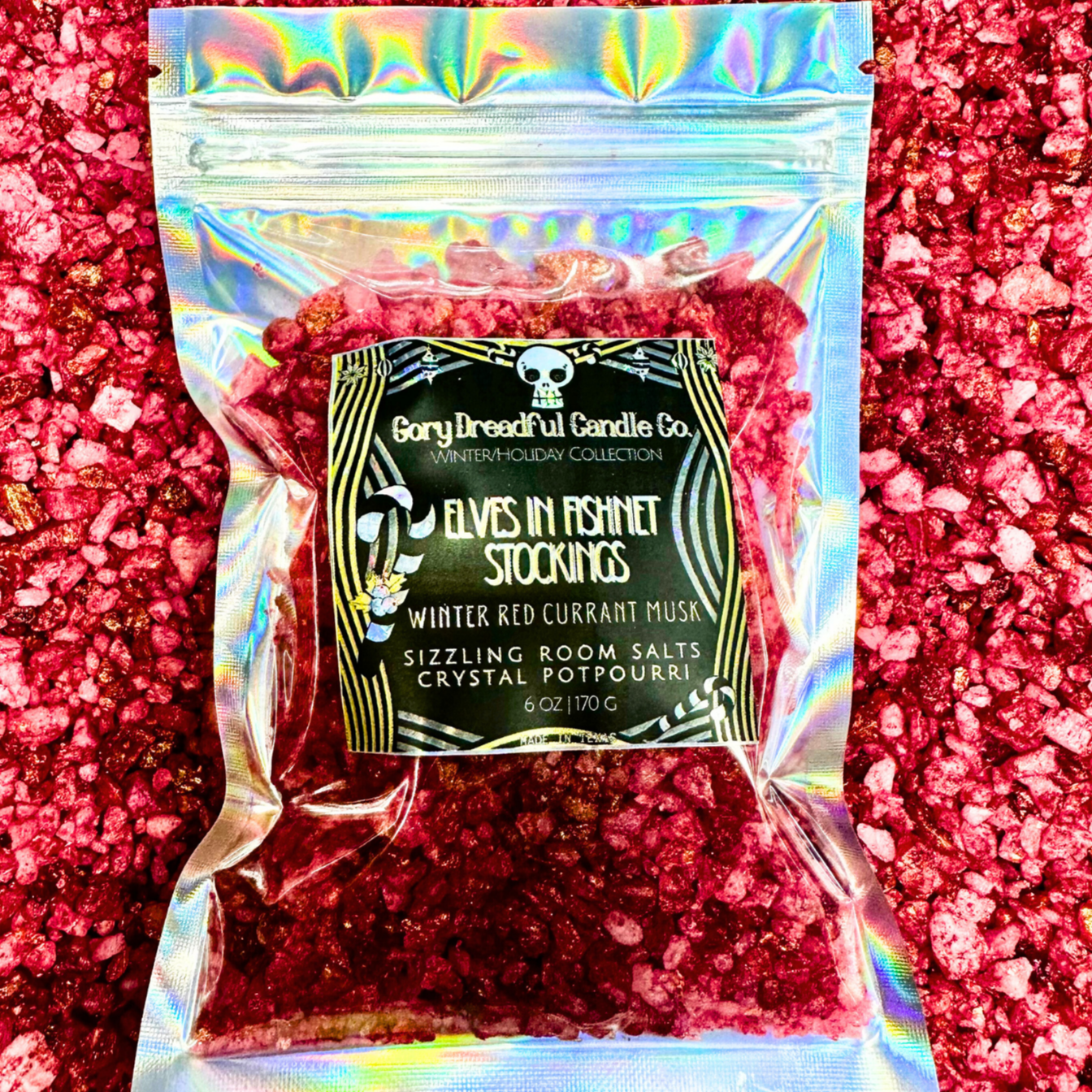Elves in Fishnet Stockings Sizzling Room Salt Crystal Potpourri: Winter Red Currant Musk