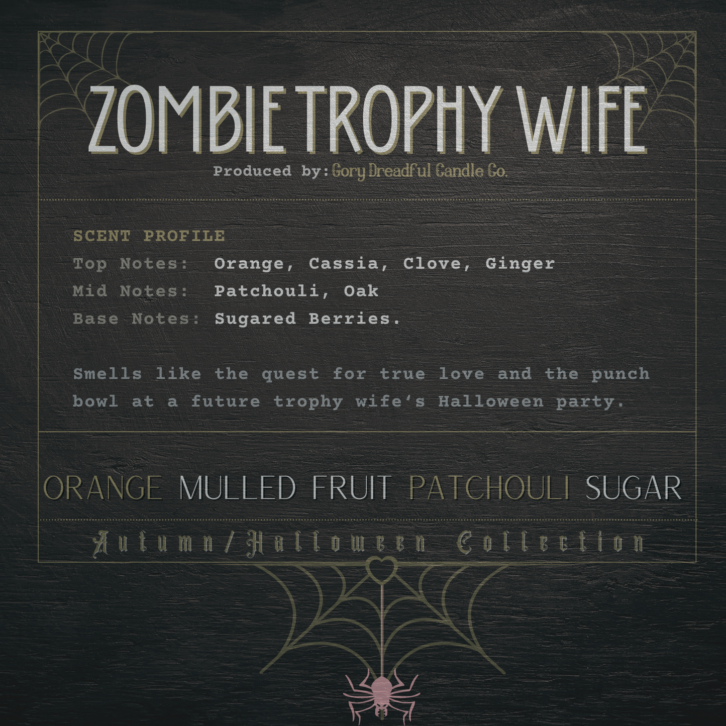 Zombie Trophy Wife Wax Melt Chunkies: Orange Mulled Fruit Patchouli Sugar Scent