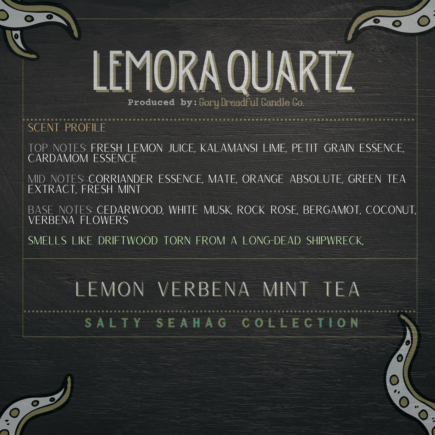 Lemora Quartz Mega Wax Melt 6 OZ - Lemon Verbena Mint Tea Scent