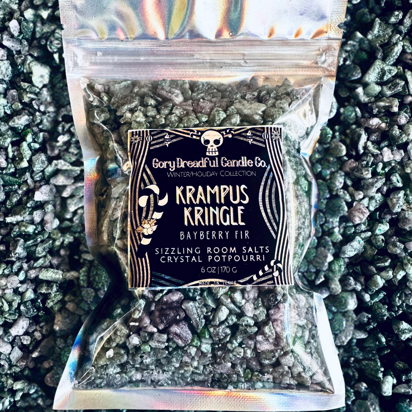 Krampus Kringle Sizzling Room Salt Crystal Potpourri: Bayberry Fir Wreath Scent