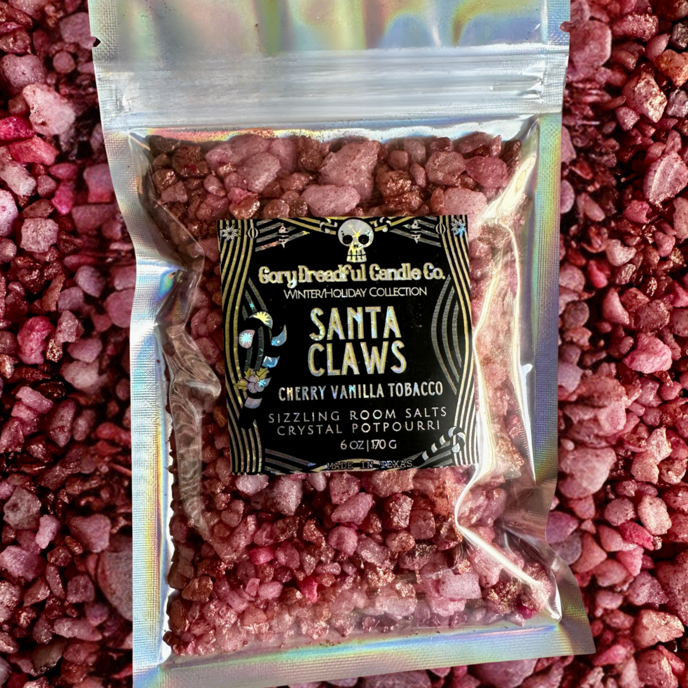 Santa Claws Sizzling Room Salt Crystal Potpourri: Cherry Vanilla Tobacco Scent