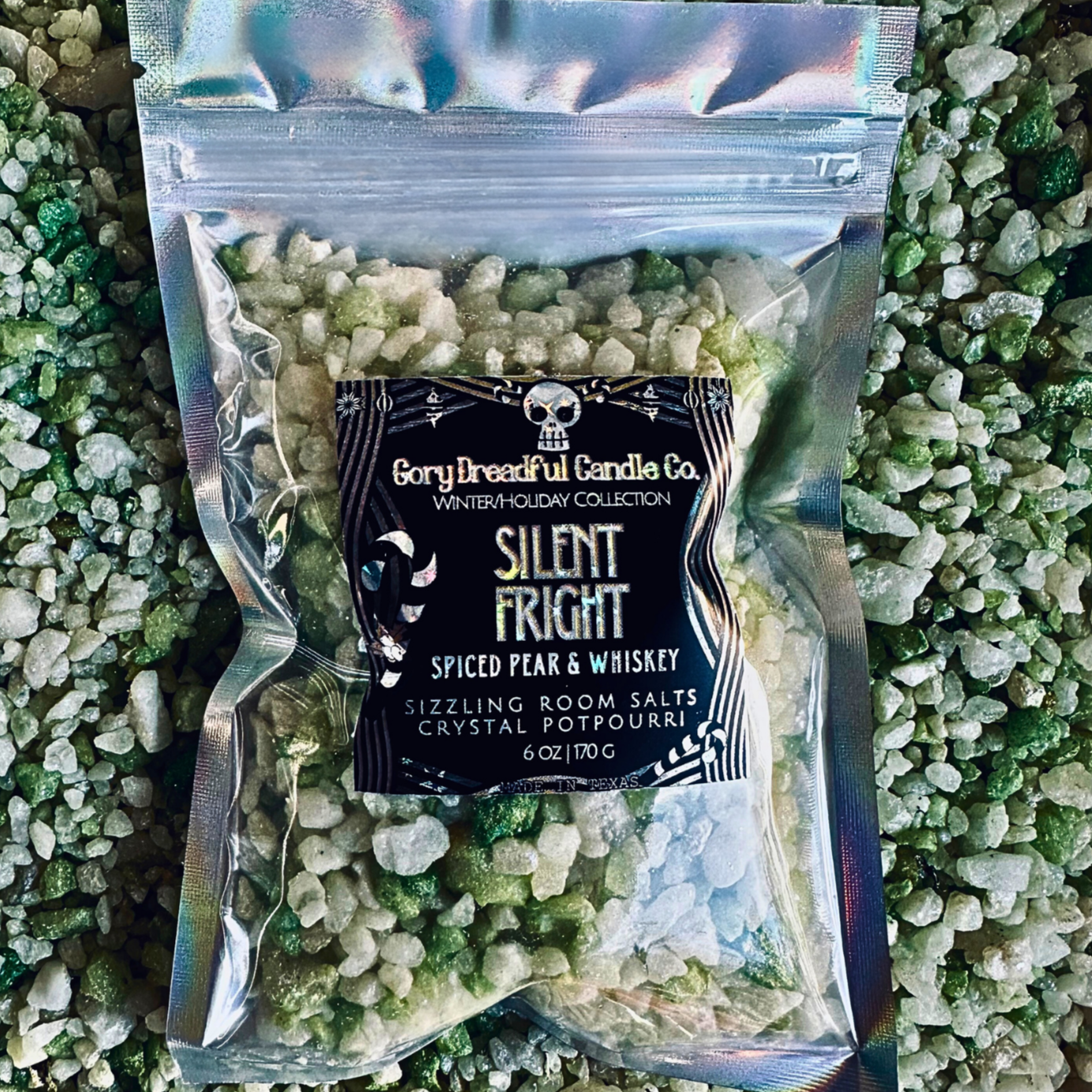 Silent Fright Sizzling Room Salt Crystal Potpourri: Spiced Pear & Whiskey Scent