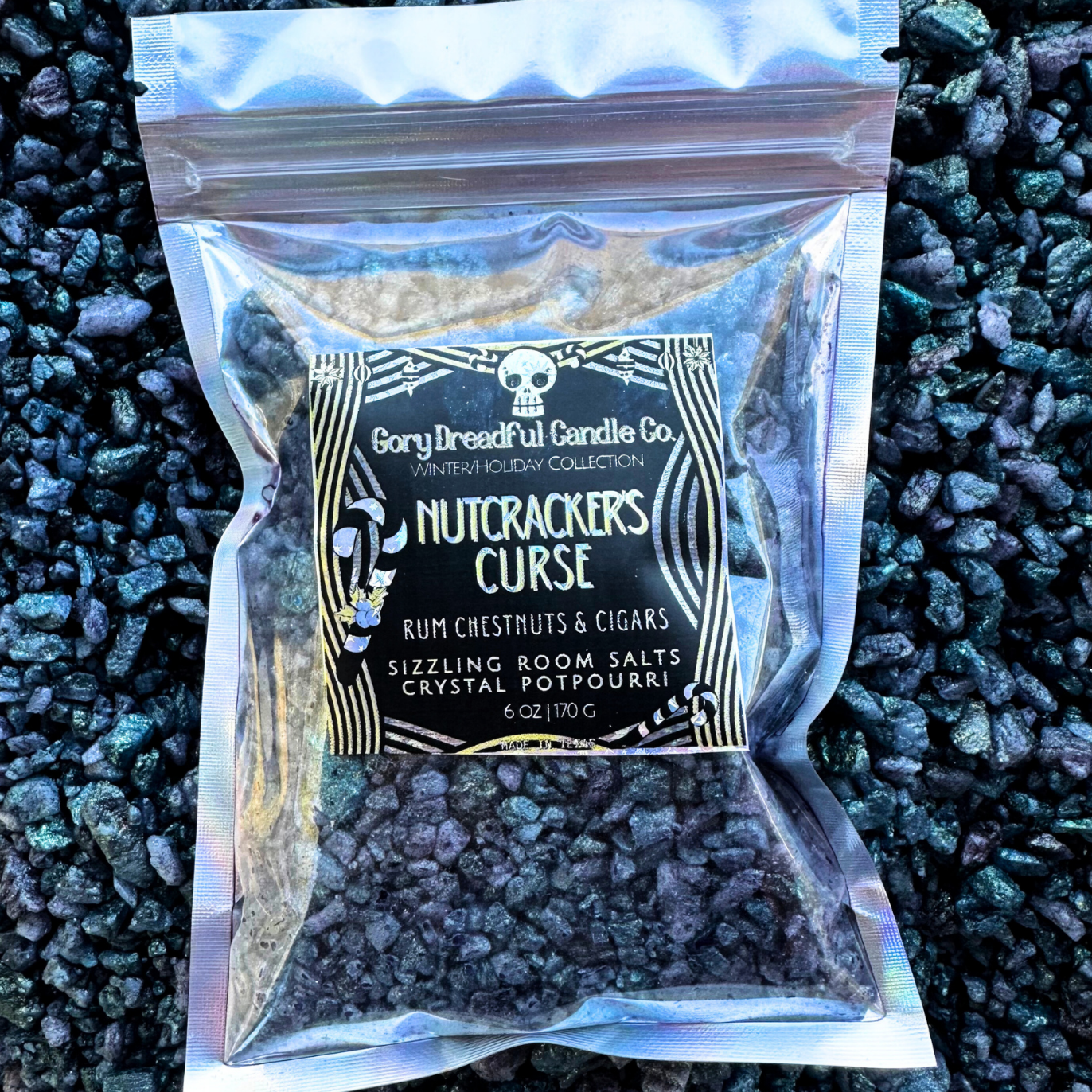 Nutcracker's Curse Sizzling Room Salt Crystal Potpourri: Rum Chestnuts & Cigars Scent