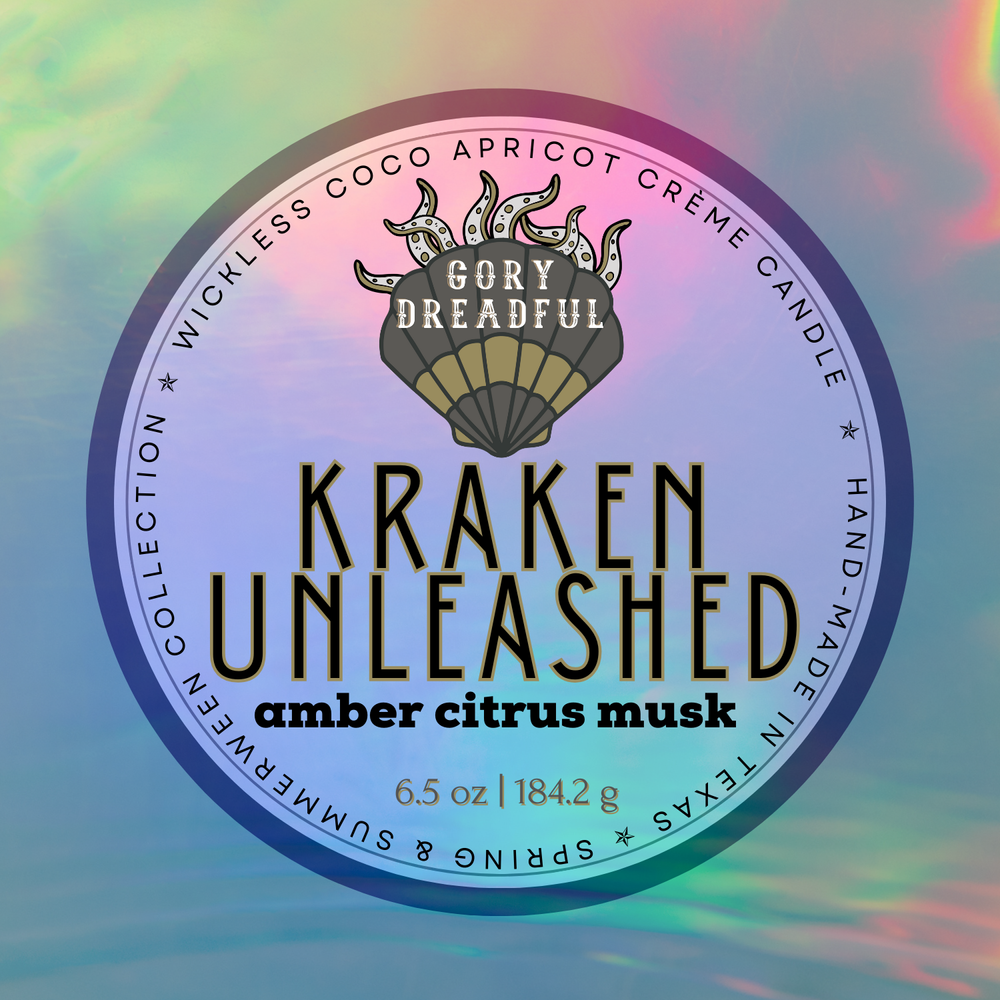 KRAKEN UNLEASHED Wickless Candle - Coco Apricot Crème Wax 6.5 oz: Amber Citrus Musk