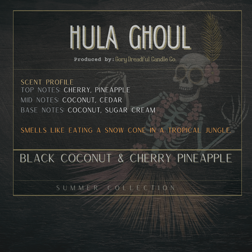 HULA GHOUL Wickless Candle - Coco Apricot Crème Wax 6.5 oz: Black Coconut & Cherry Pineapple Scent
