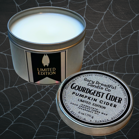 Gourdgeist Cider Wickless Candle Tin: Spiced Pumpkin Cider Scent -Limited Edition