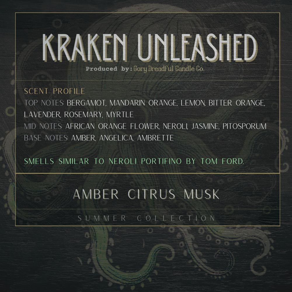 KRAKEN UNLEASHED Wickless Candle - Coco Apricot Crème Wax 6.5 oz: Amber Citrus Musk