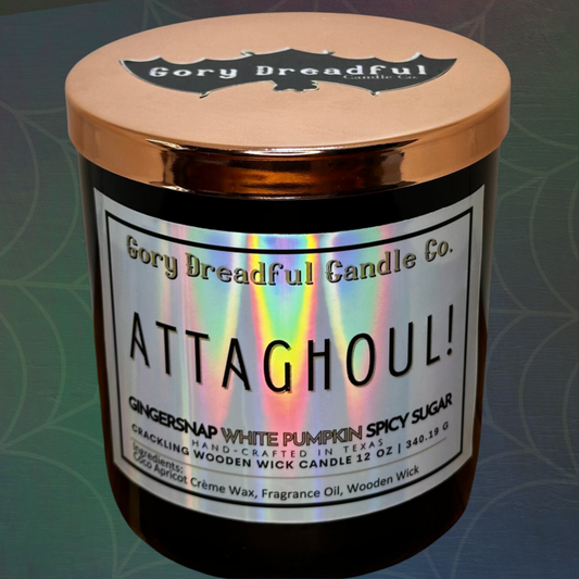 Attaghoul Wooden Wick Candle by Gory Dreadful Candle Co