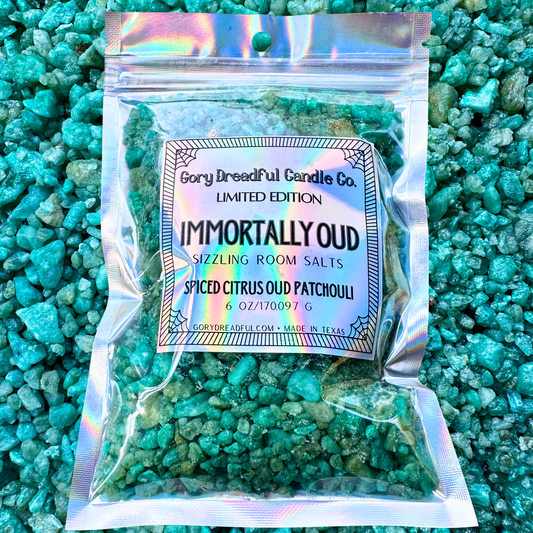 Immortally Oud Sizzling Room Salt Crystal Potpourri: Spiced Citrus Oud Patchouli Scent