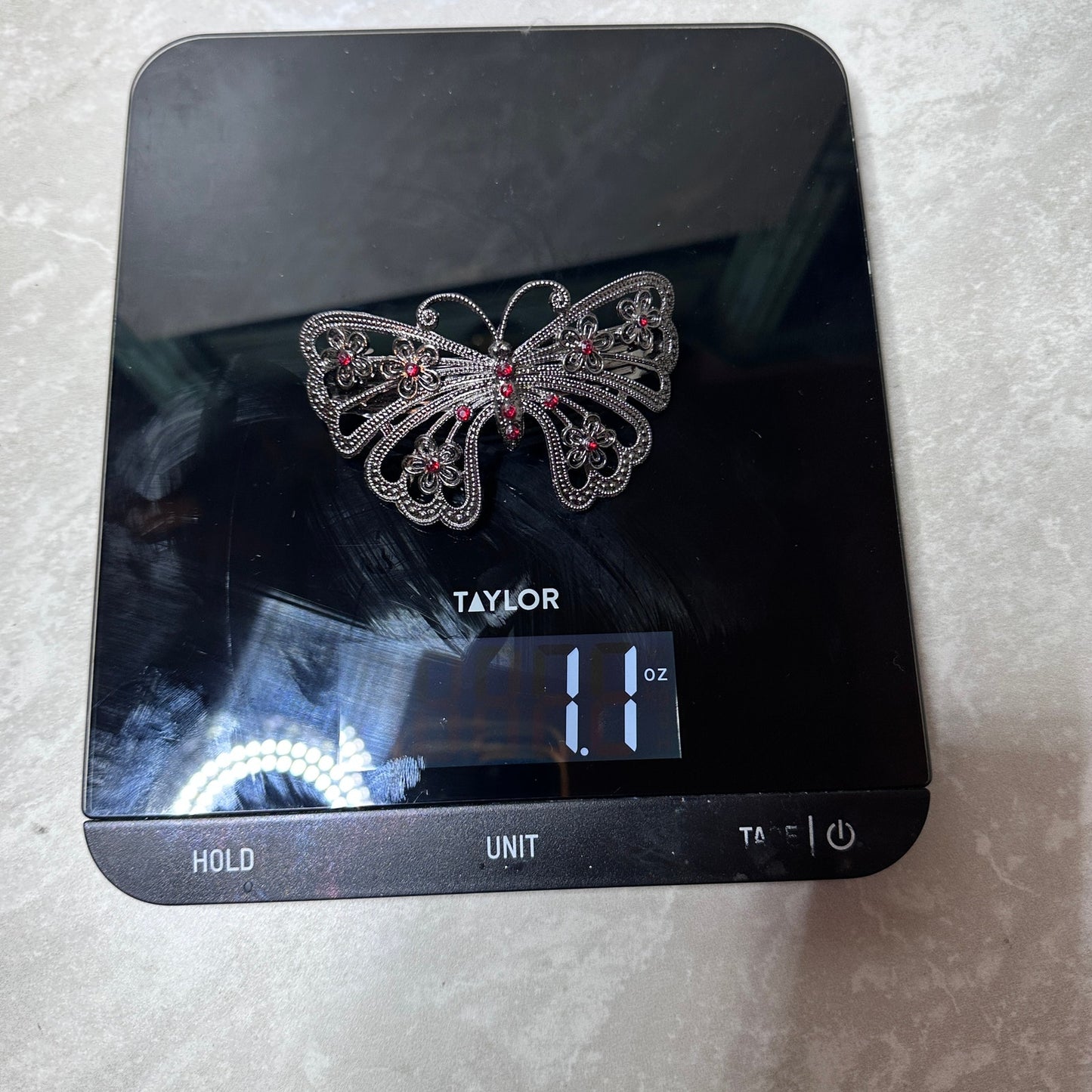 Vintage Ornate Filigree Butterfly Jeweled Metal Hair Clip Barrette