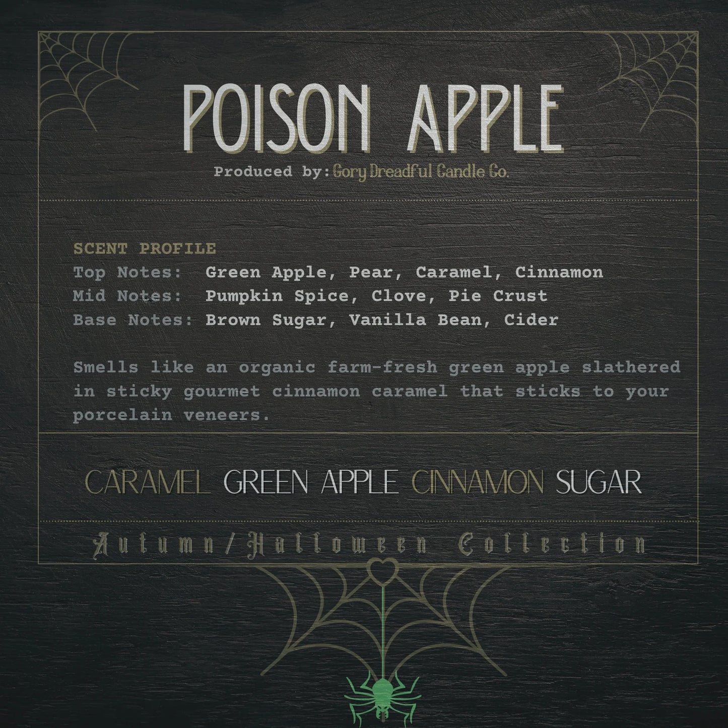 Poison Apple Wickless Candle: Caramel Green Apple Cinnamon Sugar Scent