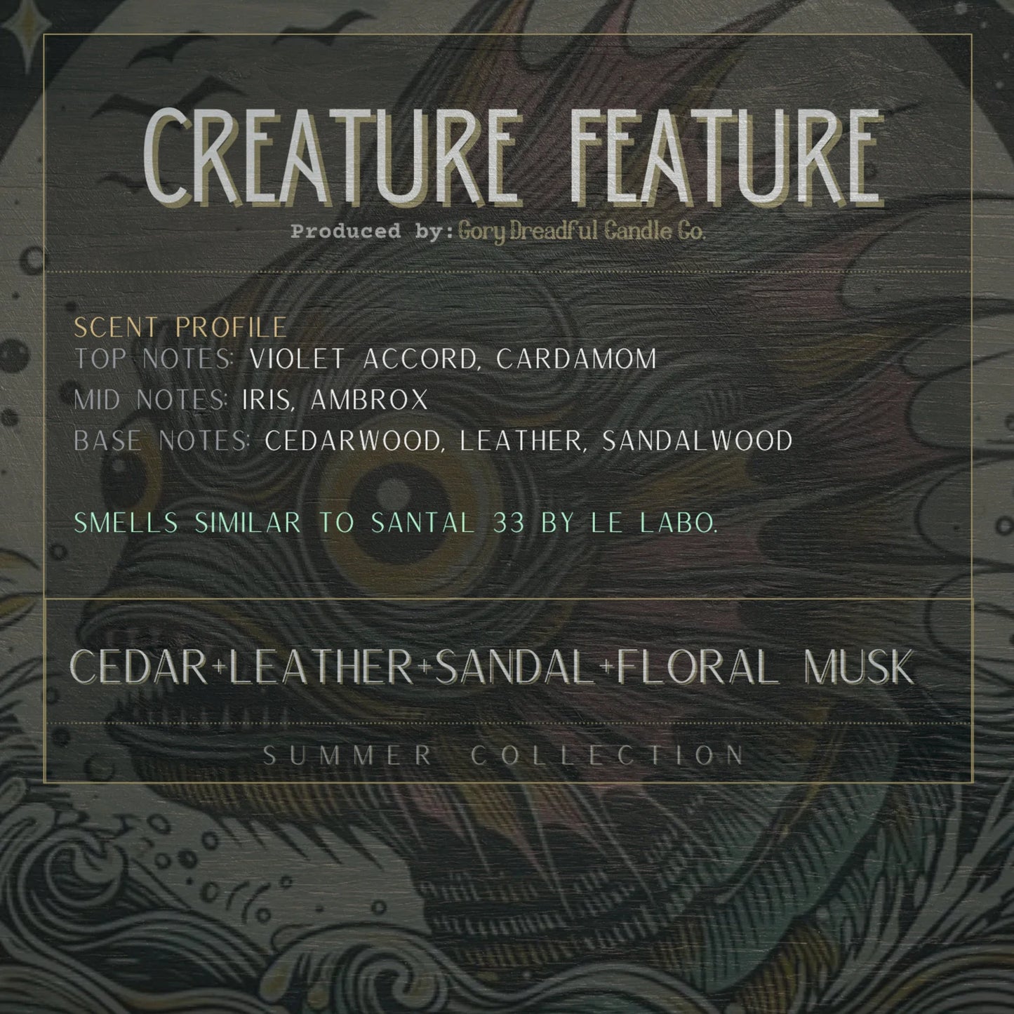CREATURE FEATURE Sizzling Room Salt Crystal Potpourri: Cedar Leather Sandal Floral Musk Scent