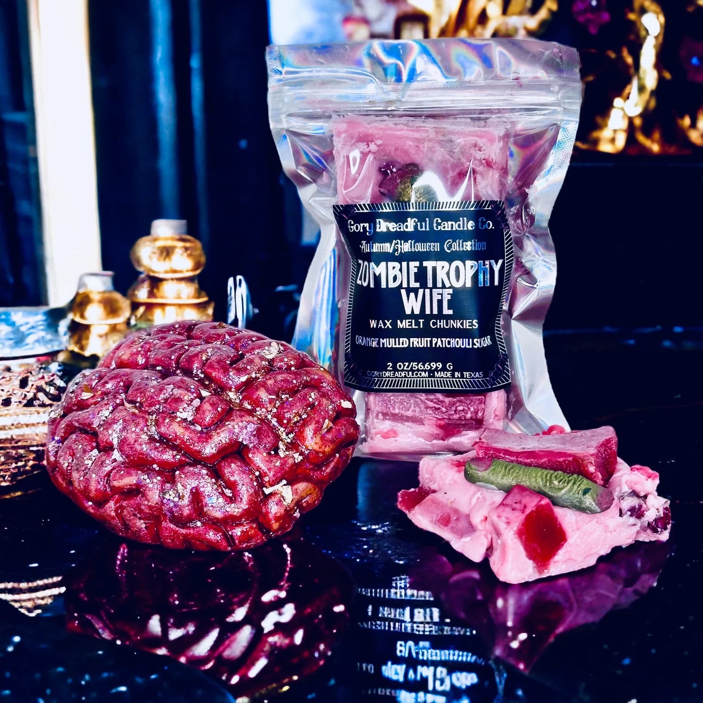 Zombie Trophy Wife Wax Melt Chunkies: Orange Mulled Fruit Patchouli Sugar Scent