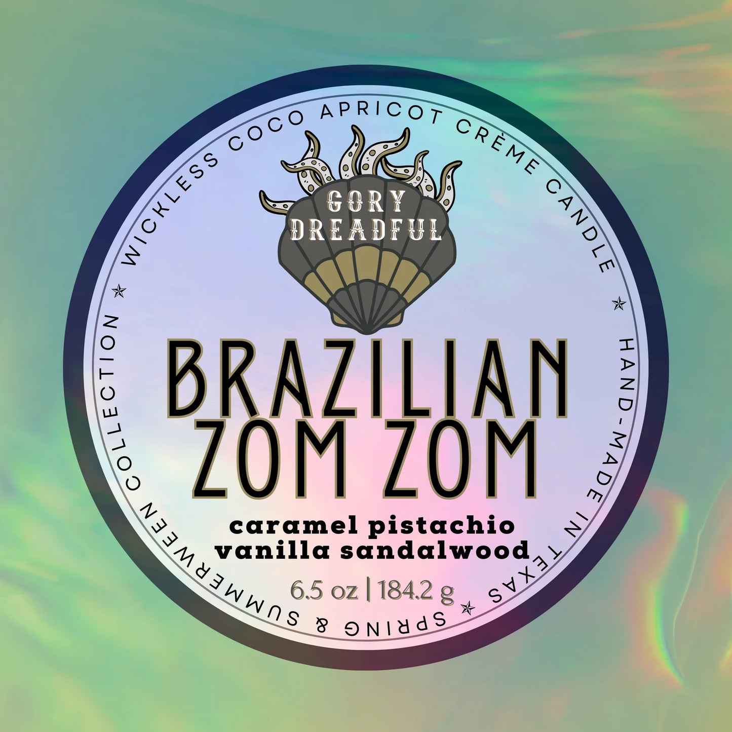 BRAZILIAN ZOM ZOM Wickless Candle - Coco Apricot Crème Wax 6.5 oz: Caramel Pistachio Vanilla Sandalwood Scent