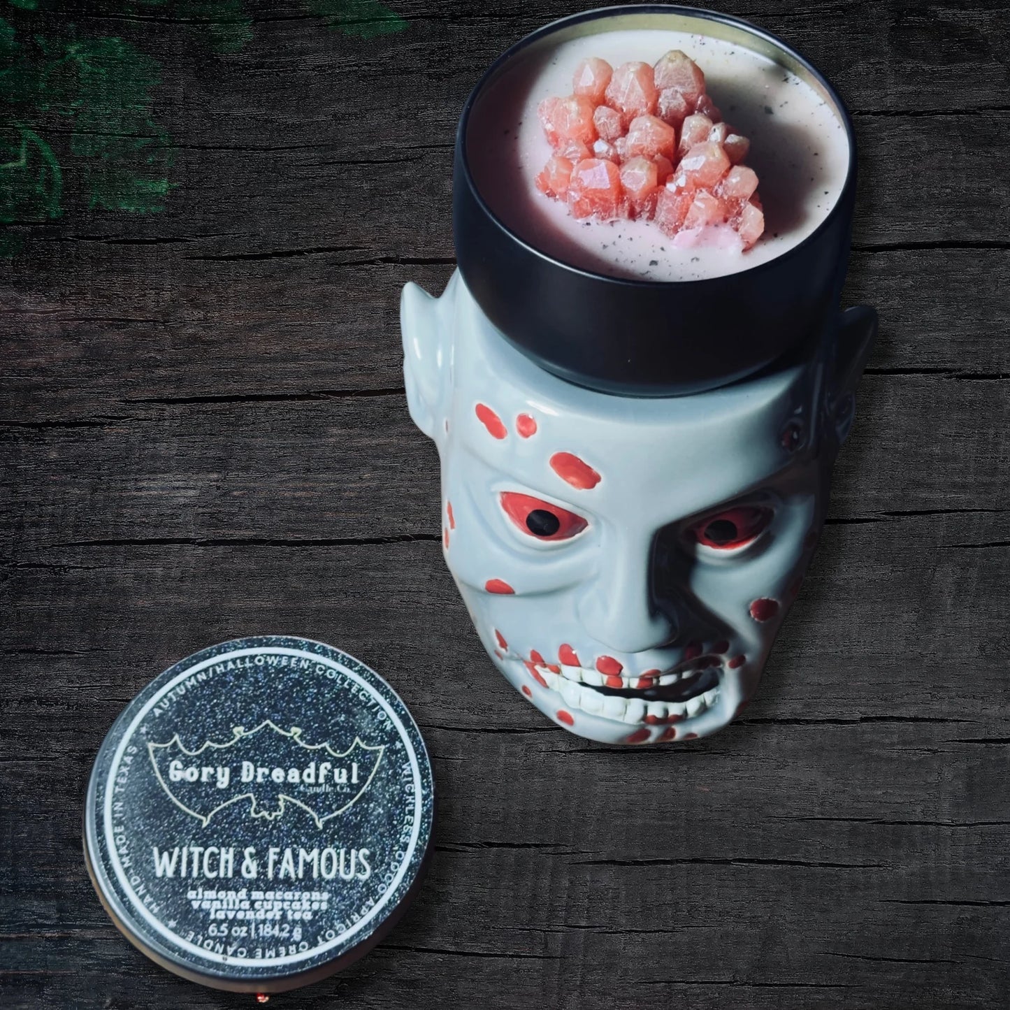Witch & Famous Wickless Candle: Almond Macarons Vanilla Cake Lavender Tea Scent