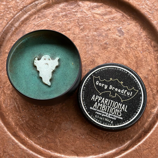 Apparitional Ambitions Wickless Candle: Mint Nutmeg Geranium Rose Patchouli Scent