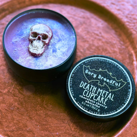 Death Metal Cupcake Wickless Candle: Chocolate Cherry Absinthe Scent