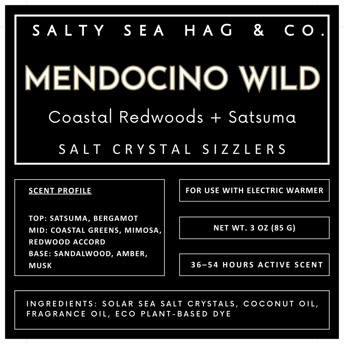 MENDOCINO WILD Salt Crystal Sizzlers: Coastal Redwoods + Satsuma Scent