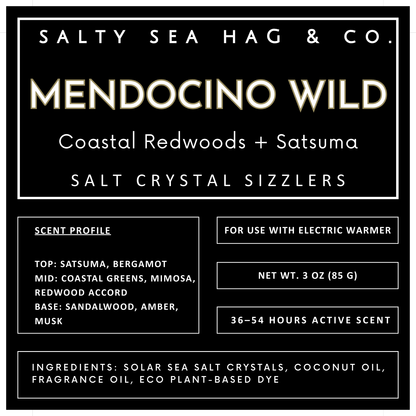 MENDOCINO WILD Salt Crystal Sizzlers: Coastal Redwoods + Satsuma Scent