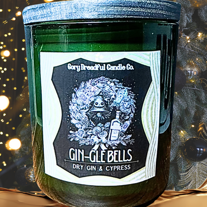 Gin-gle Bells Luxury Crackling Wooden Wick Candle: Dry Gin & Cypress Scent