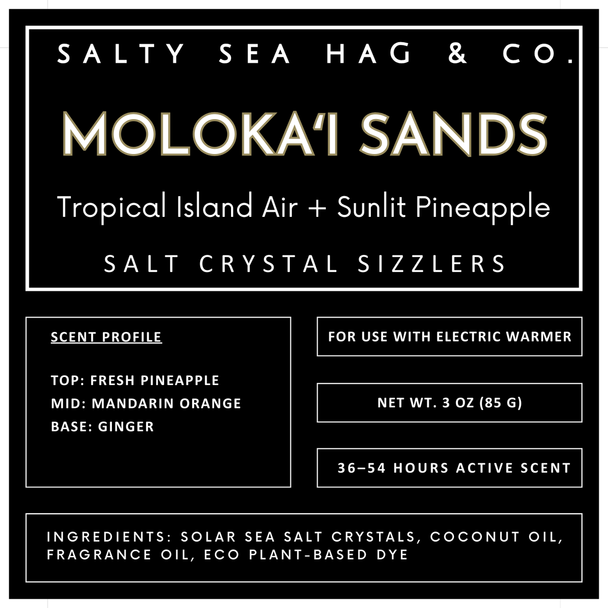 MOLOKA’I SANDS Salt Crystal Sizzlers: Tropical Island Air + Sunlit Pineapple Scent