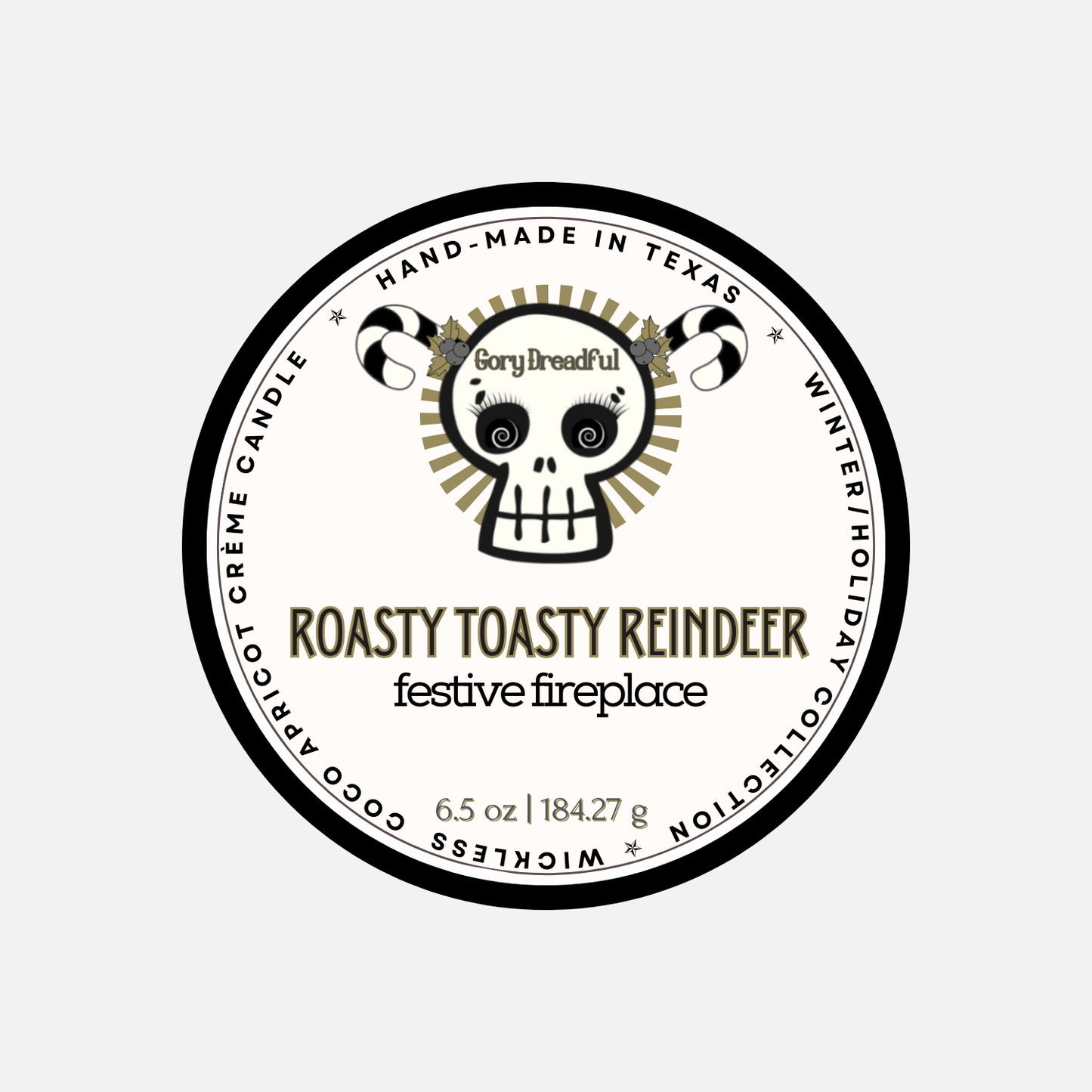 Roasty Toasty Reindeer Luxury Wickless Candle: Festive Fireplace Scent