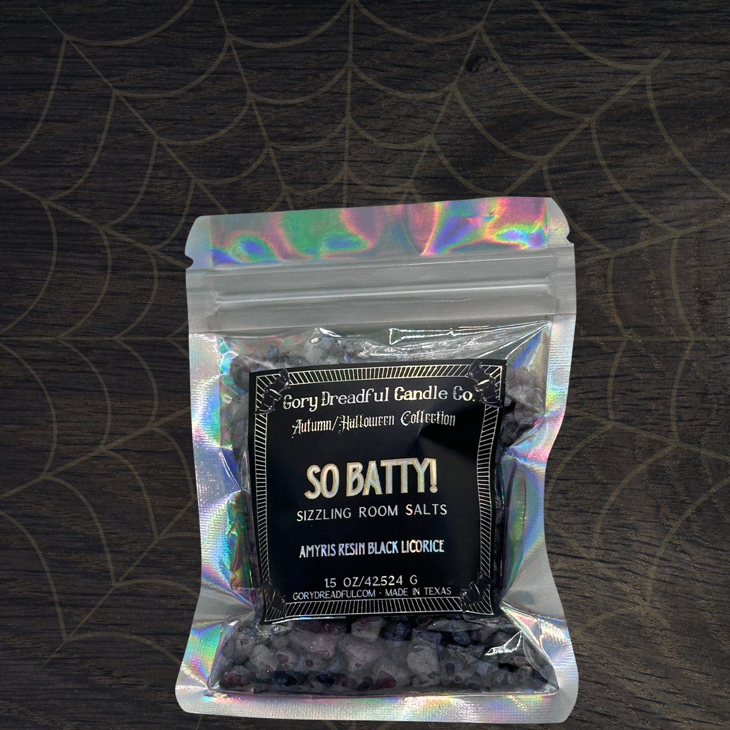 So Batty! Sizzling Room Salt Crystal Potpourri: Amyris Resin Black Licorice Scent -Mini