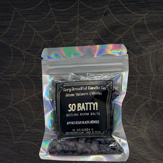 So Batty! Sizzling Room Salt Crystal Potpourri: Amyris Resin Black Licorice Scent -Mini