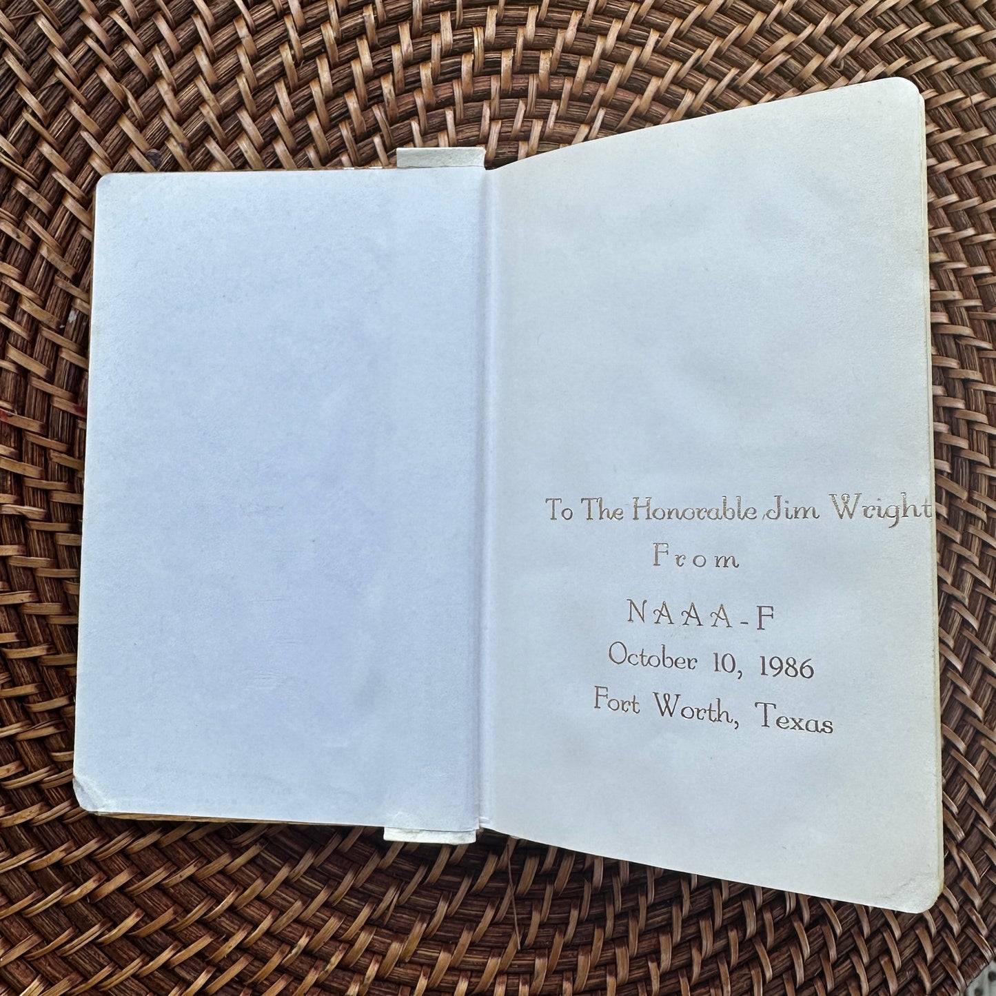 Vintage 1985 Mother-of-Pearl Inlay Holy Bible – owned by Hon. Jim Wright