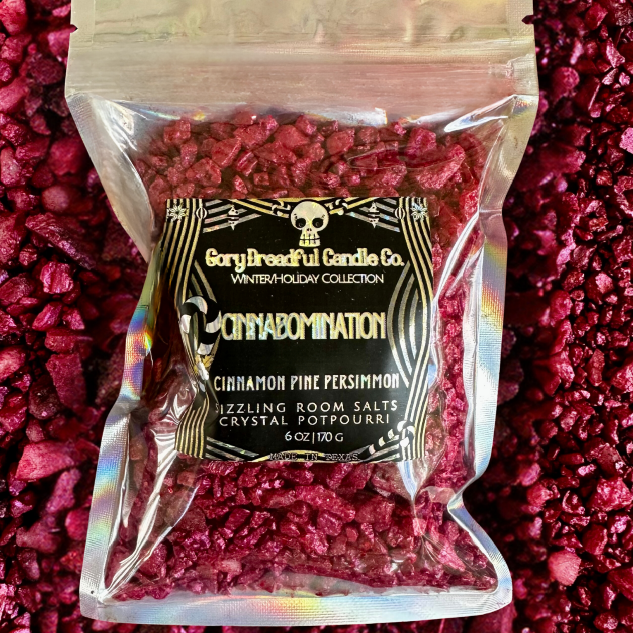 Cinnabomination Sizzling Room Salt Crystal Potpourri: Cinnamon Pine Persimmon Scent