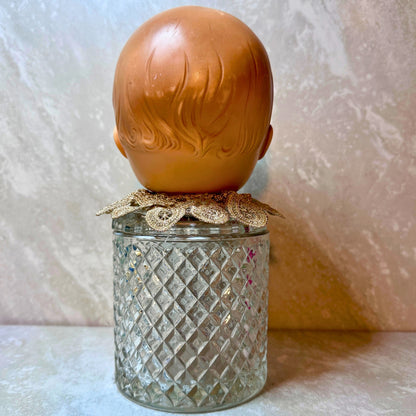 Vintage Doll Head Glass Keepsake Jar - Gothic Kitsch Creepy Cute Oddities Decor