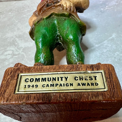 1946-49 Vintage Peter Pan with red feather Community Chest award trophy figurine