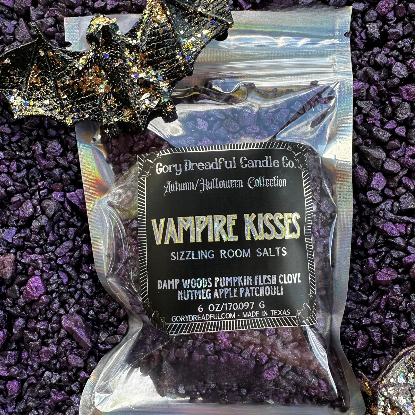 Vampire Kisses Sizzling Room Salt Crystal Potpourri: Damp Woods Pumpkin Flesh Clove Nutmeg Apple Patchouli Scent