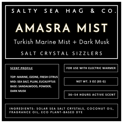 AMASRA MIST Salt Crystal Sizzlers: Marine Mist + Dark Musk Scent