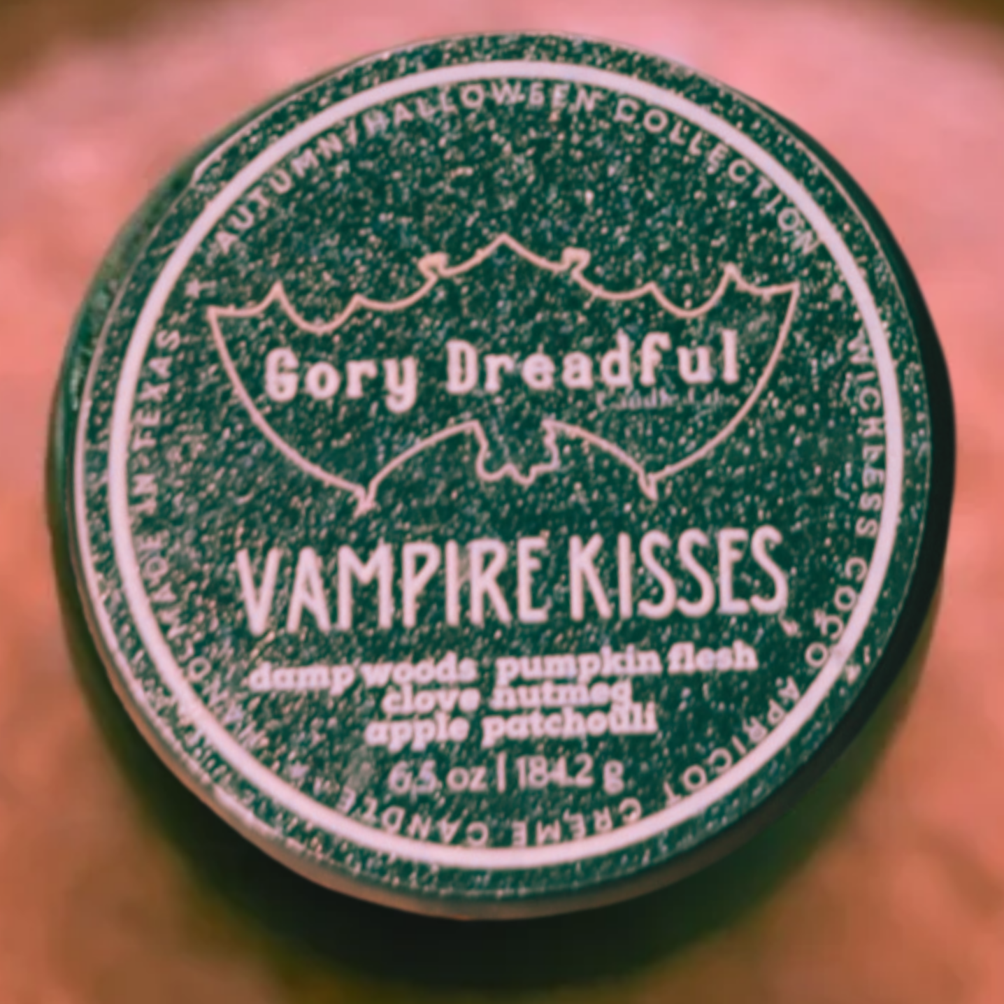 Vampire Kisses Wickless Candle: Damp Woods Pumpkin Flesh Clove Nutmeg Apple Patchouli Scent