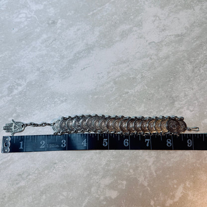 Vintage 1970s Republic of San Marino Souvenir Hamsa Coin Link Travel Bracelet