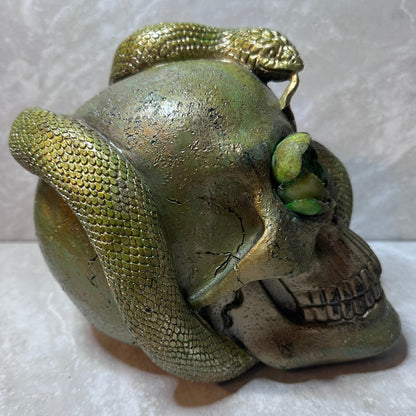Serpent & Succulent Skull Hand-Painted Gothic Decor