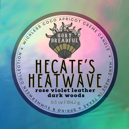 HECATE'S HEATWAVE Wickless Candle - Coco Apricot Crème Wax 6.5 oz: Rose Violet Leather Dark Woods Scent