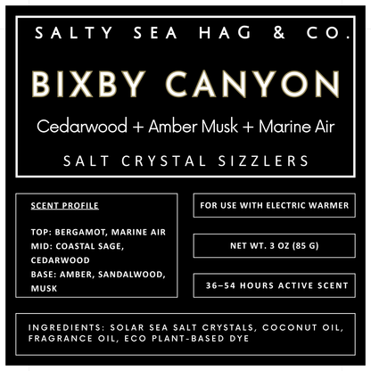 BIXBY CANYON Salt Crystal Sizzlers: Cedarwood + Amber Musk + Marine Air Scent
