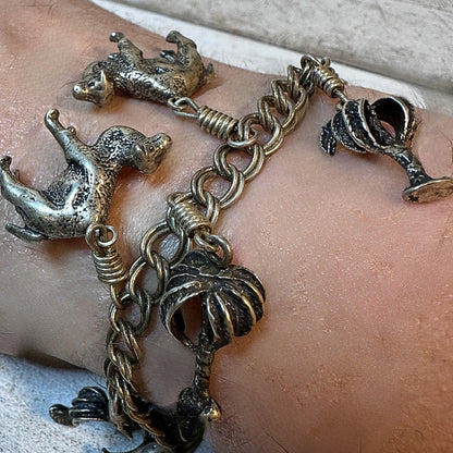 Vtg Sterling Silver Camel Palm Tree Charm Bracelet – Made in Italy, Stamped 925