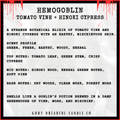 HEMOGOBLIN Mega 8 oz Squeezable Wax Melt: Tomato Vine + Hinoki Cypress Scent