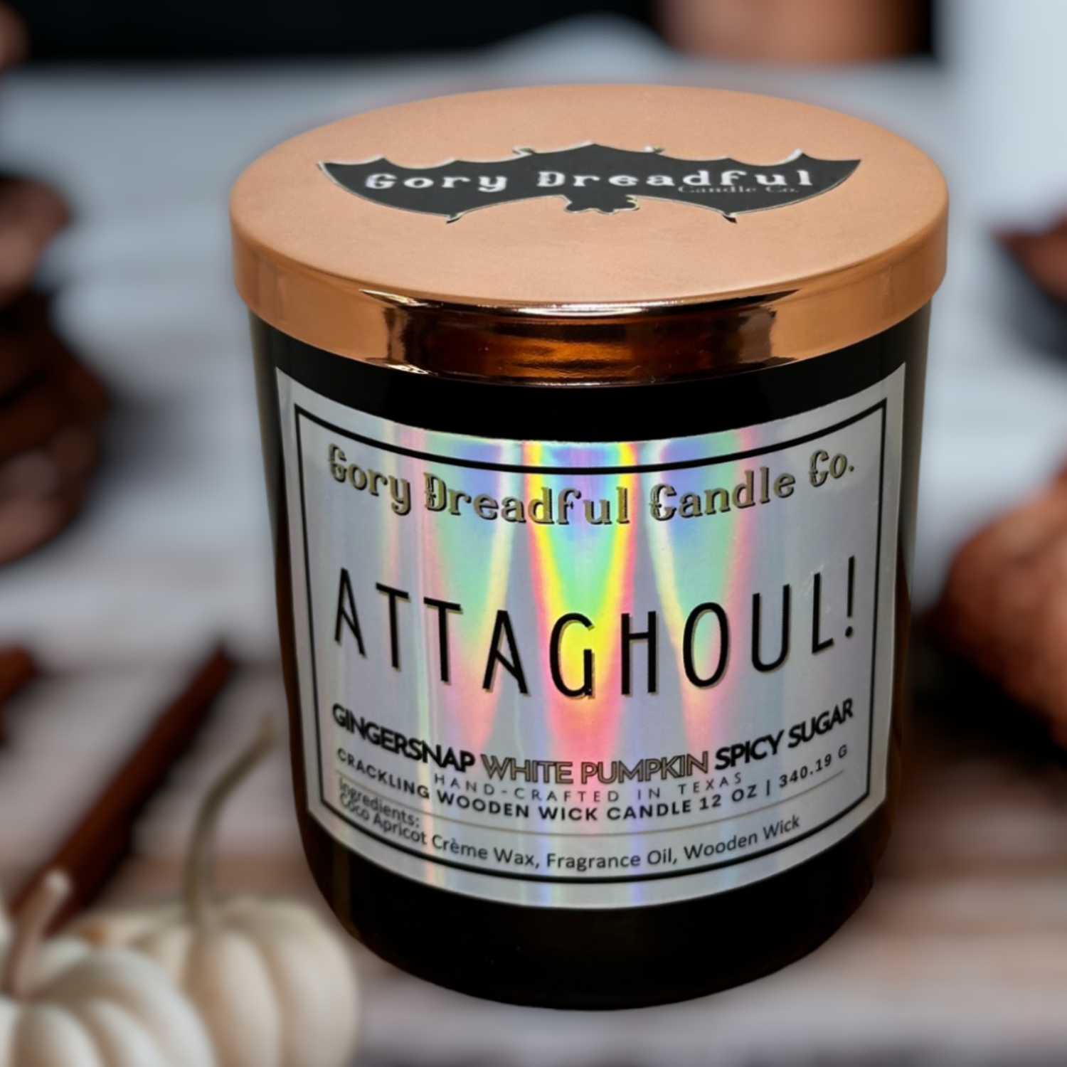 Attaghoul Wooden Wick Candle  by Gory Dreadful Candle Co